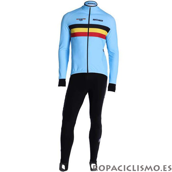 2020 Maillot Belgica Tirantes Mangas Largas Azul Claro